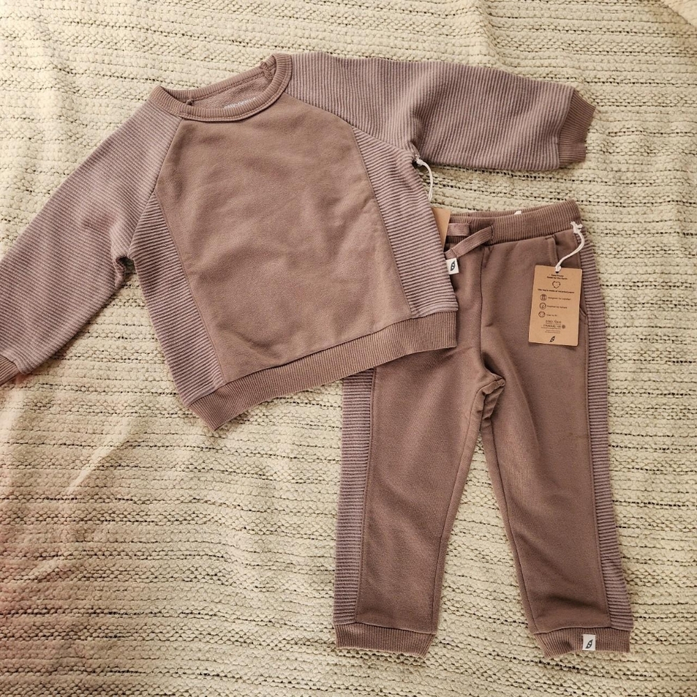 Brown 2-piece Toddler Boy Sweatshirt and Jogger Pants